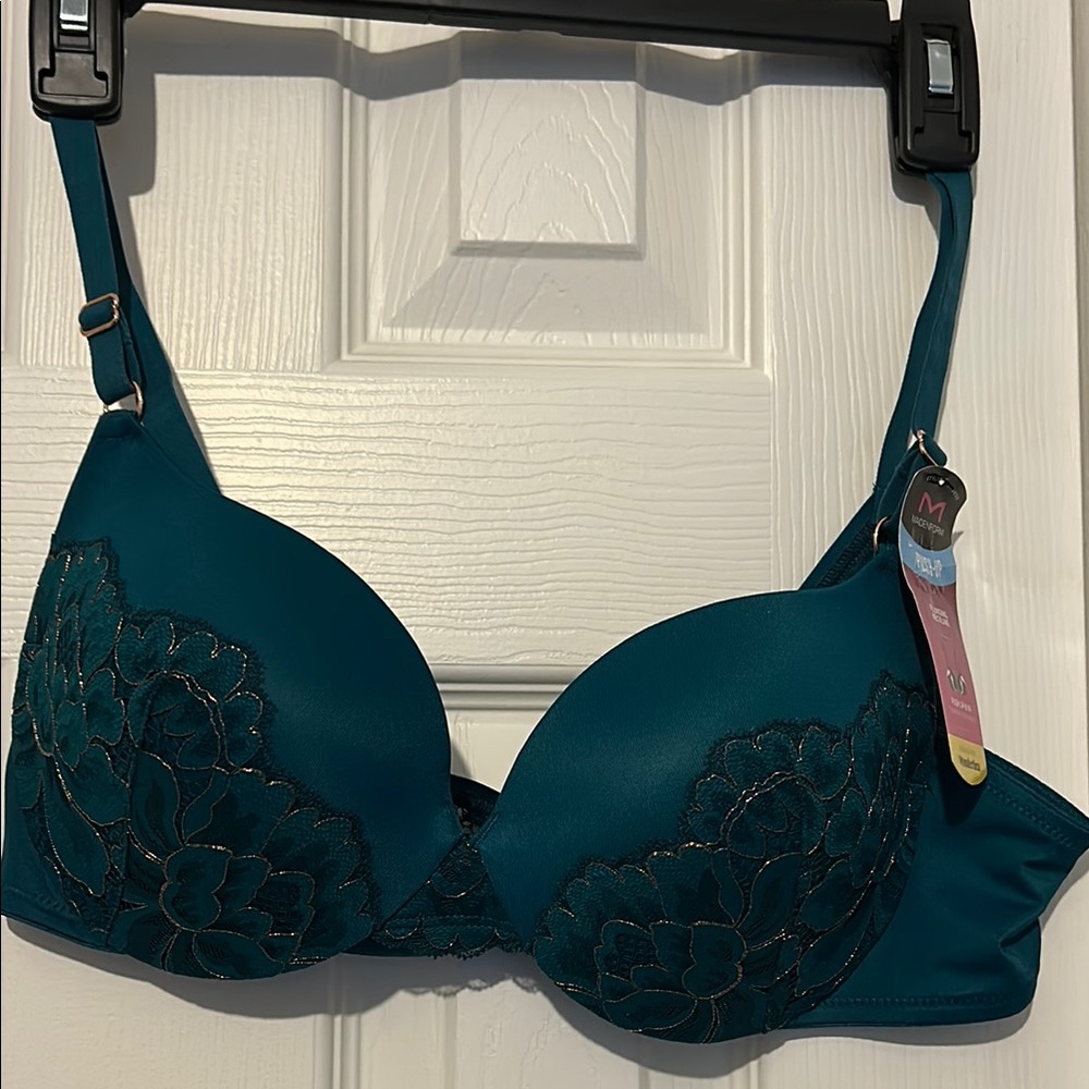 Teal Lace Embroidered Bra